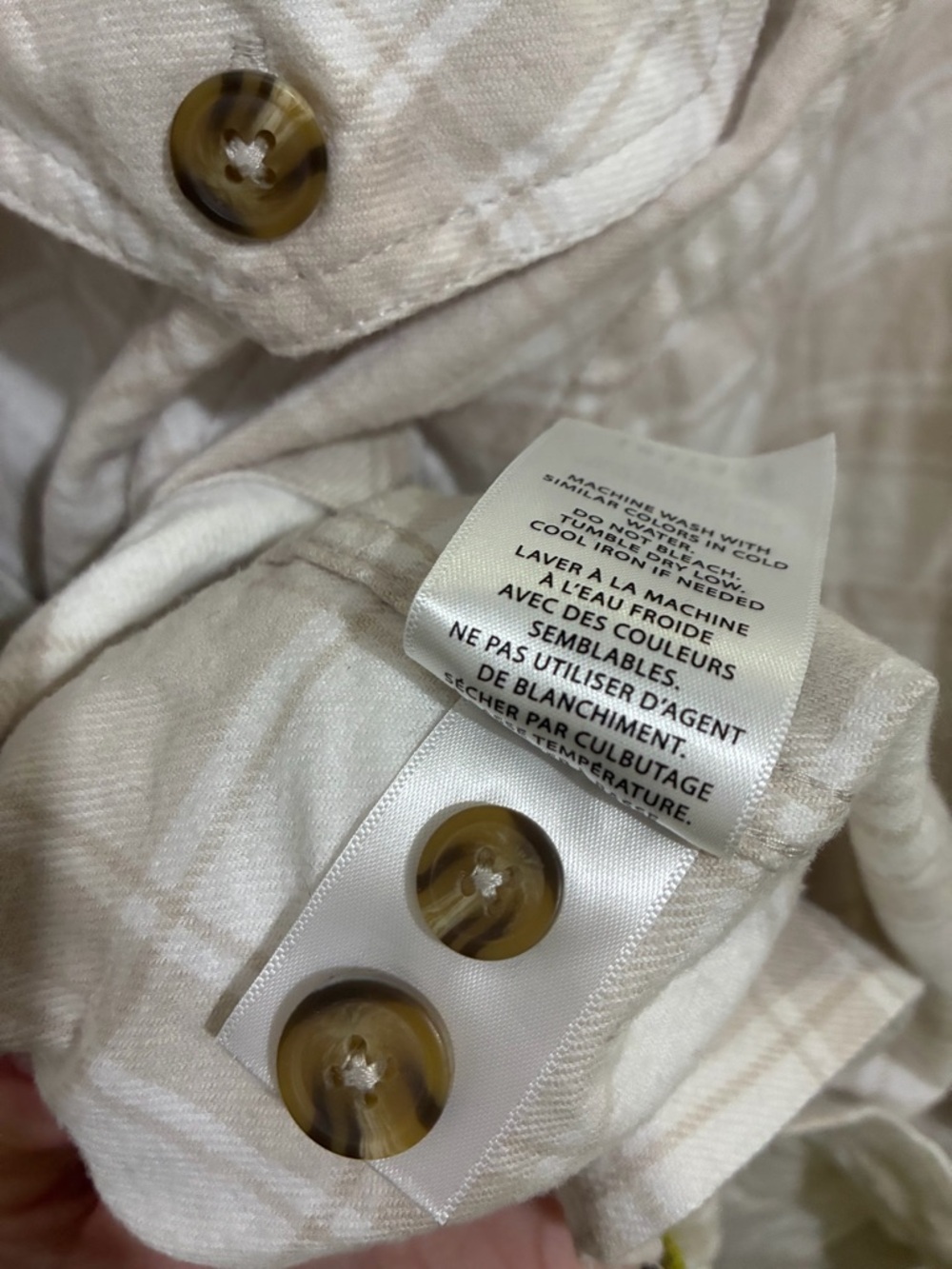 Frank & Oak Flannel Plaid Button Down Shirt Size XXL Cream Tan - Picture 11 of 11